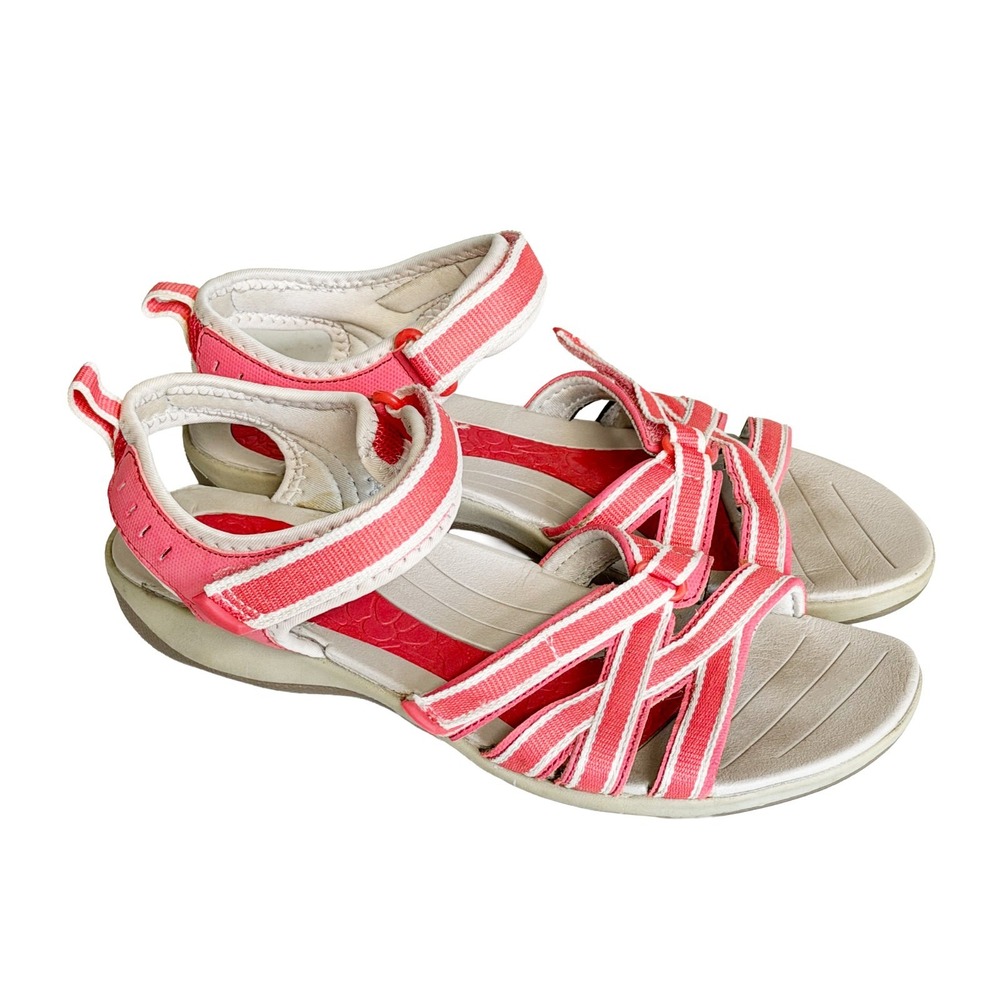 Croft & Barrow Size 8 Coral Salmon Sandals Adjustable Strap Beach Vacation - Picture 1 of 7
